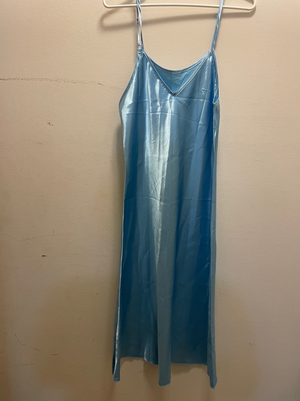 Satin Slip Dress in Light Blue